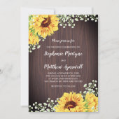 Invitation Fleurs de soleil rustiques Mariage de bois Floral (Devant)