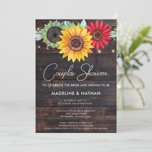 Invitation Fleurs de soleil rustiques sur la grange Couples e (Debout devant)
