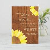 Invitation Fleurs de soleil sur Fête des mariées rustique en (Debout devant)