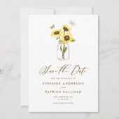 Invitation Fleurs de soleil sur Mason Jar Enregistrer la date (Devant)