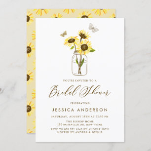 Invitation Fleurs de soleil sur Mason Jar Fête des mariées d'