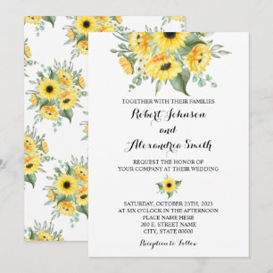 Invitation Fleurs de soleil Verdure Mariage Country Chic
