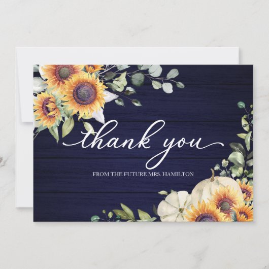 Invitation Fleurs de soleil vertes Chute Fête des mariées Mer (Devant)