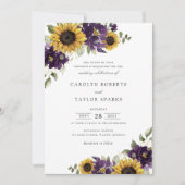 Invitation Fleurs de soleil violet violet Fleurs Mariage vert (Devant)