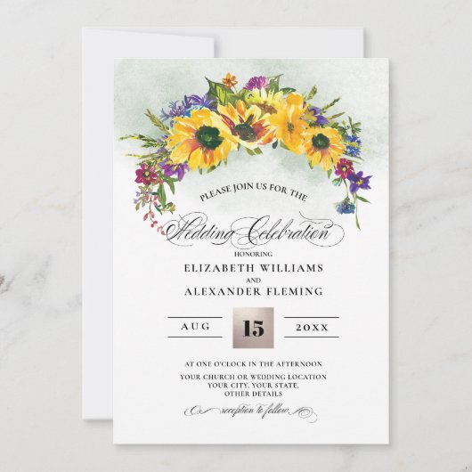 Invitation Fleurs de soleil | Wild Meadow Summer Rustic Maria (Devant)