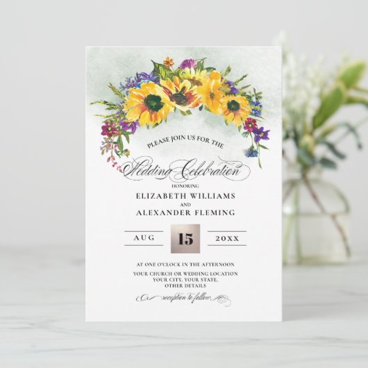 Invitation Fleurs de soleil | Wild Meadow Summer Rustic Maria (Debout devant)