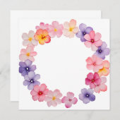 Invitation Fleurs de style aquarelle sur fond de couronne flo (Devant / Derrière)