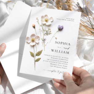 Invitation Fleurs de style pastel imprimées élégantes Mariage
