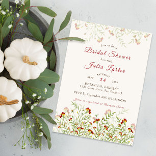 Invitation Fleurs de Tagète sauvage Feuillage Shower de Marié