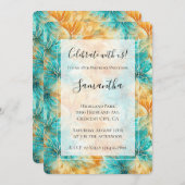 Invitation Fleurs de Tangerine Turquoise Anniversaire (Devant / Derrière)