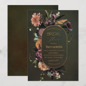 Invitation Fleurs de tapisserie aquarelle brillantes  or  Mar (Devant / Derrière)