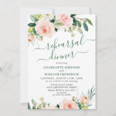 Invitation Fleurs de teint rose verdure DÎNER DE RÉPÉTITION (Devant)