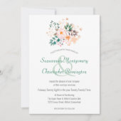 Invitation Fleurs de teinte orange avec bordure supérieure mi (Devant)