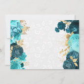 Invitation Fleurs de teinte sarcelle et or pour 21e anniversa (Dos)