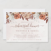 Invitation Fleurs de terre cuite Dîner de répétition de feuil (Devant)