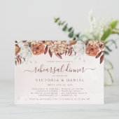 Invitation Fleurs de terre cuite Dîner de répétition de feuil (Debout devant)