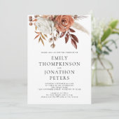Invitation Fleurs de terre cuite rustique Code QR Mariage (Debout devant)