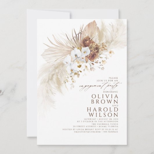 Invitation Fleurs de terre et de blanc Boho Engagement Party (Devant)
