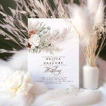 Invitation Fleurs de Terre et Mariage de Pampas Grass Bohème<br><div class="desc">Pampas herbe et fleurs blanches brunes botaniques élégantes invitations de mariage</div>