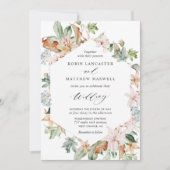 Invitation Fleurs de terre géométrique dans le Mariage beige  (Devant)