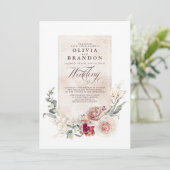 Invitation Fleurs de tons de terre Boho Elégant mariage (Debout devant)