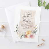 Invitation Fleurs de tons de terre Boho Elégant mariage