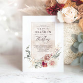 Invitation Fleurs de tons de terre Boho Elégant mariage