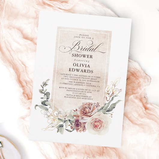 Invitation Fleurs de tons de terre Boho Elégante Fête des mar