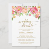 Invitation Fleurs de tourbe rose et de poitrine Mariage Brunc (Devant)