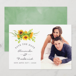 Invitation Fleurs de tournesol bohème aquarelle Mariage Enreg