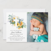 Invitation fleurs de tournesol d'aquarelle Baptême (Devant)