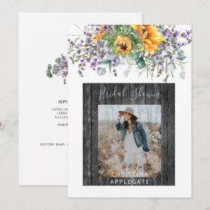 Invitation Fleurs de tournesol et lavande pour une baby showe