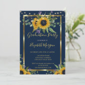 Invitation Fleurs de tournesol, Fête de graduation en bois (Debout devant)