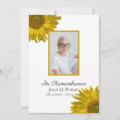 Invitation Fleurs de tournesol Jaune Anniversaire de la mort (Devant)