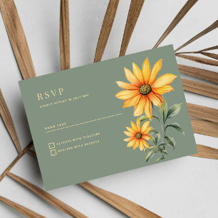 Invitation Fleurs de tournesol jaune vert Monnaie RSVP