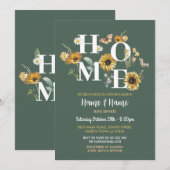 Invitation Fleurs de tournesol Ménage Printemps Green Party (Devant / Derrière)