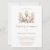 Invitation fleurs de tulipe | Première communion (Devant)