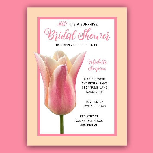 Invitation Fleurs de Tulipe Rose pour Enterrement 
