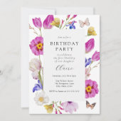 Invitation Fleurs de tulipe rose printemps Anniversaire (Devant)