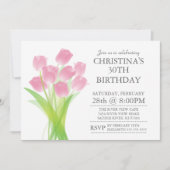 Invitation Fleurs de tulipe typographique moderne fête d'anni (Devant)