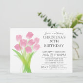 Invitation Fleurs de tulipe typographique moderne fête d'anni (Debout devant)