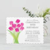 Invitation Fleurs de tulipe typographique moderne fête d'anni (Debout devant)