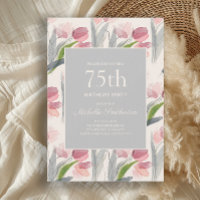 Fleurs de Tulipes Aquarelle Rose Pâle 75e Annivers
