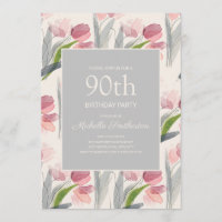 Fleurs de Tulipes Aquarelle Rose Pâle 90e Annivers