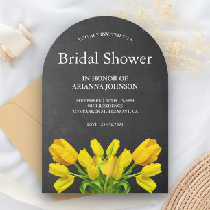 Invitation Fleurs de tulipes jaunes vives pour la fête prénup