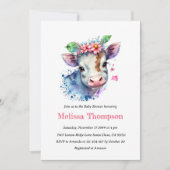 Invitation Fleurs de vache animale de ferme tendance Baby sho (Devant)