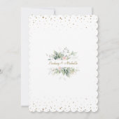 Invitation Fleurs de verdure Airy Gold Cross Twins Baptême (Dos)