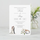 Invitation Fleurs de verdure avec alliance Mariage espagnol (Debout devant)