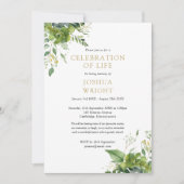 Invitation Fleurs de verdure Célébration de la vie Funéraille (Devant)