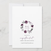 Invitation Fleurs de verdure de mariage de prune violette (Dos)